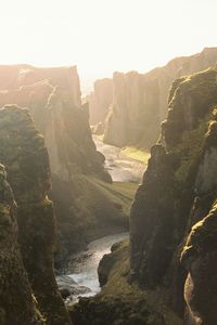 Scenic view of rock formations against sky