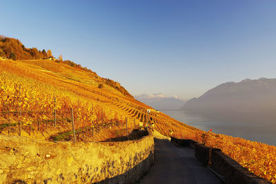 Scenic view of mountains against clear sky