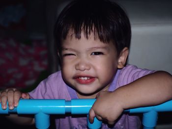 Portrait of cute boy at home