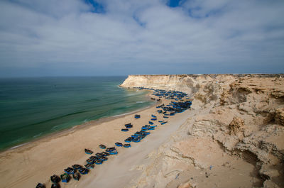 High angle view of beach against sky