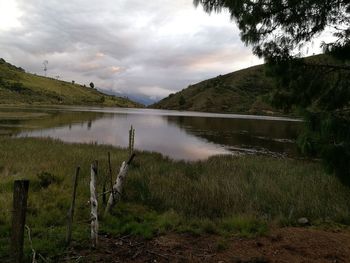 Scenic view of lake against sky