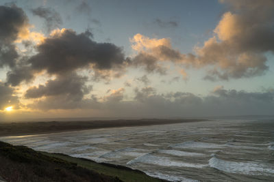 Scenic view of sea against sky during sunset