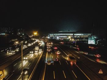 Traffic on road at night