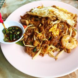 High angle view of meal served in plate