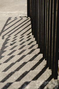 High angle view of railing on sunny day