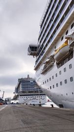 Low angle view of ship against sky