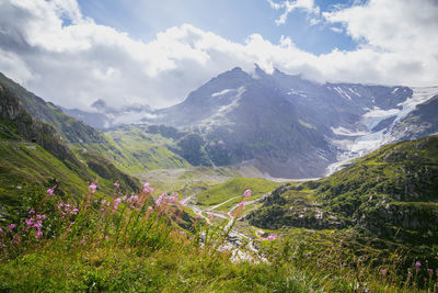 Scenic view of mountains against sky