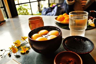 Close-up of food on table