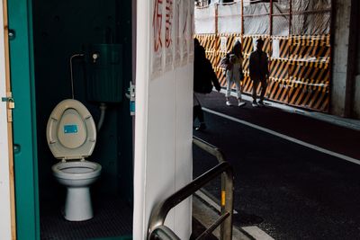 View of train on road