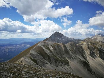 Panoramic view of landscape and mountains against sky