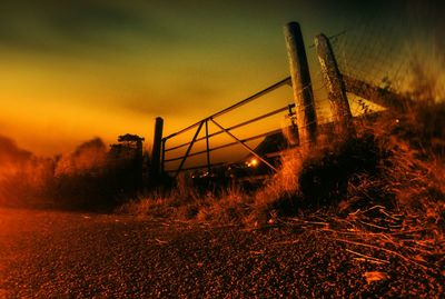 Bridge against sky at sunset