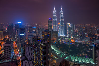 City lit up at night