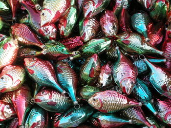 Full frame shot of artificial fishes