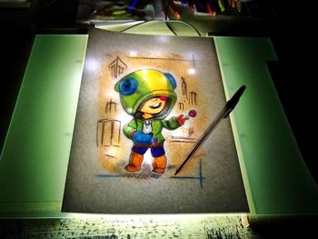 High angle view of toys on table