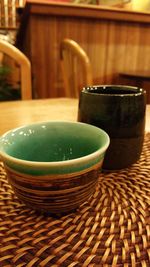 Close-up of tea in glass on table