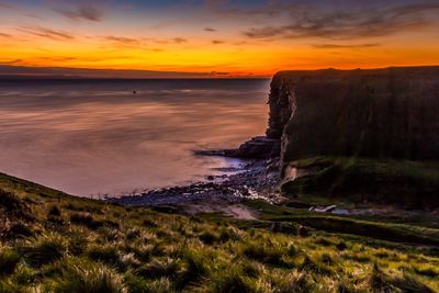 Scenic view of sea during sunset