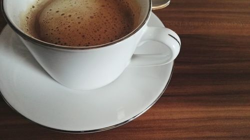 High angle view of coffee on table