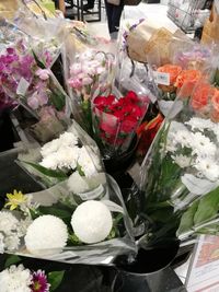 Close-up of rose bouquet for sale in market