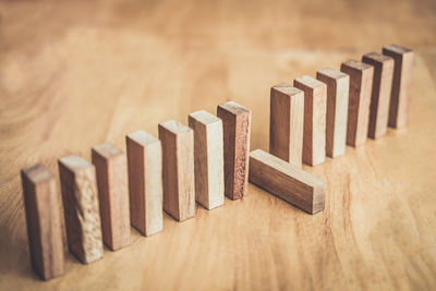 Close-up of dominoes on table