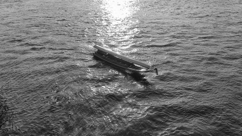 High angle view of boat on sea