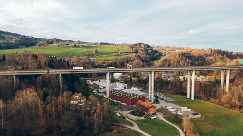 Bridge over river against sky