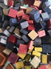 Full frame shot of multi colored wooden blocks