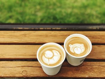 Close-up of cappuccino on table