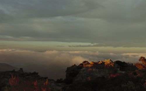 Scenic view of dramatic sky during sunset