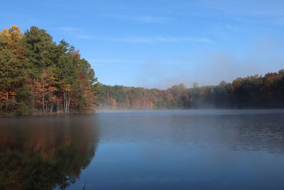 Scenic view of lake against sky during autumn