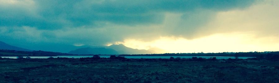 Dramatic sky over lake