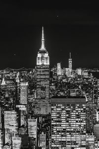 Illuminated cityscape at night