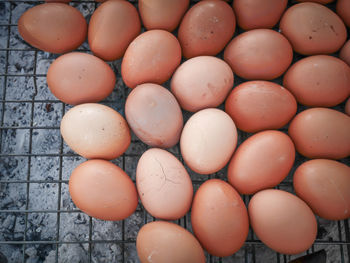 High angle view of eggs in container