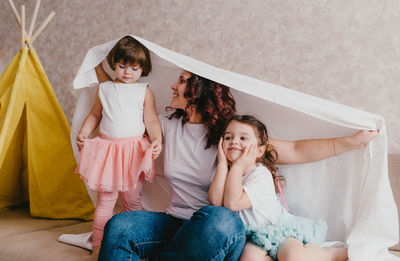 Portrait of smiling girl at home