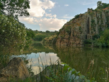 Scenic view of lake against sky