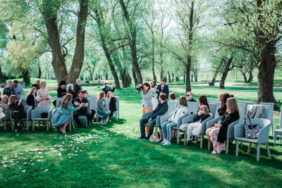 Group of people on grassland