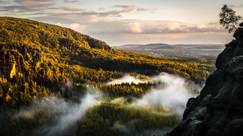 Scenic view of landscape against sky during sunset