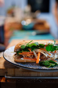 Close-up of food on table