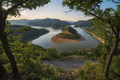 Scenic view of lake against sky