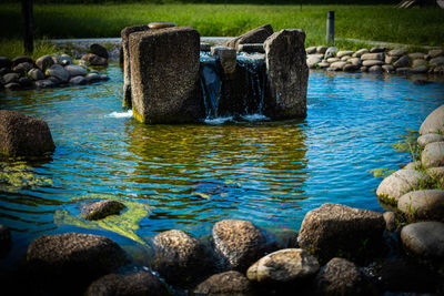 Rocks by river