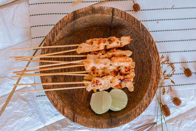 High angle view of food on plate