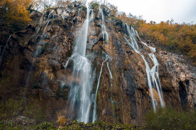 Autumn landscape with amazing waterfalls at plitvice lakes national park in croatia