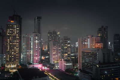 Illuminated cityscape at night