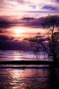 Scenic view of sea against sky during sunset