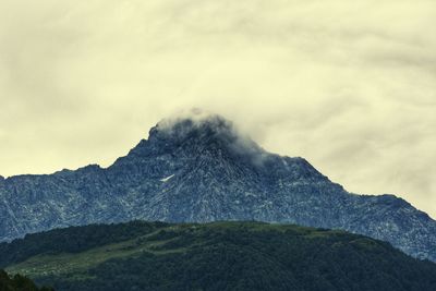 Low angle view of mountains against sky