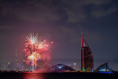 National day celebration with fireworks burj al arab dubai, uae