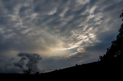 Low angle view of cloudy sky at sunset