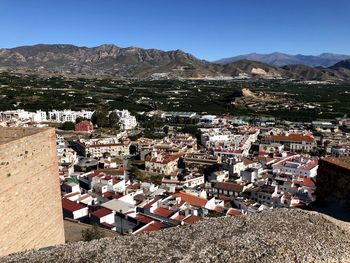 Aerial view of townscape against sky