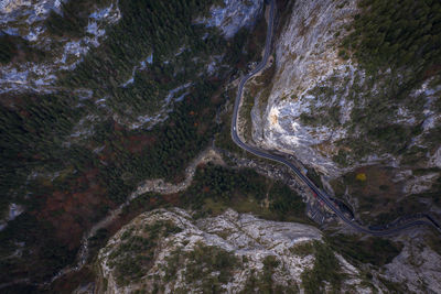 High angle view of mountain road