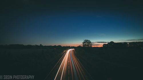 Light trails on highway at night