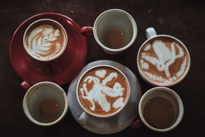 High angle view of coffee on table